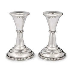 Sterling Silver-Plated Shabbat Candlesticks - Beaded Design