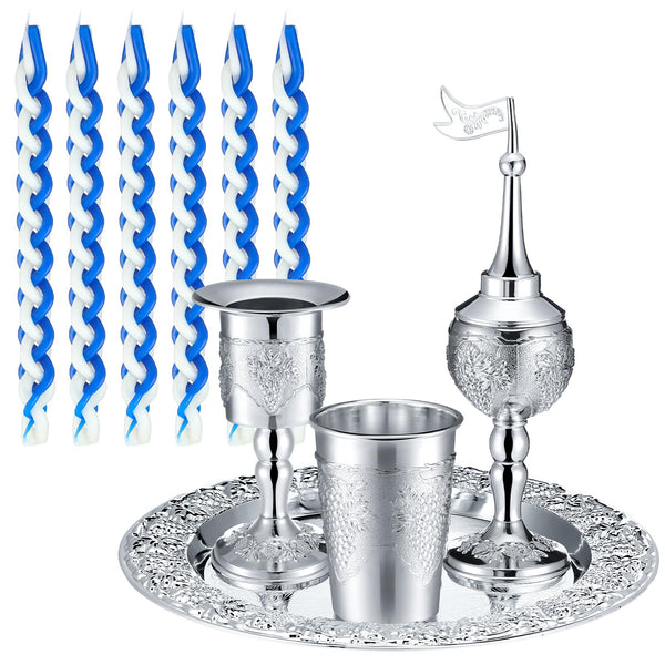 Complete Silver-Plated Havdalah Set with Spice Box